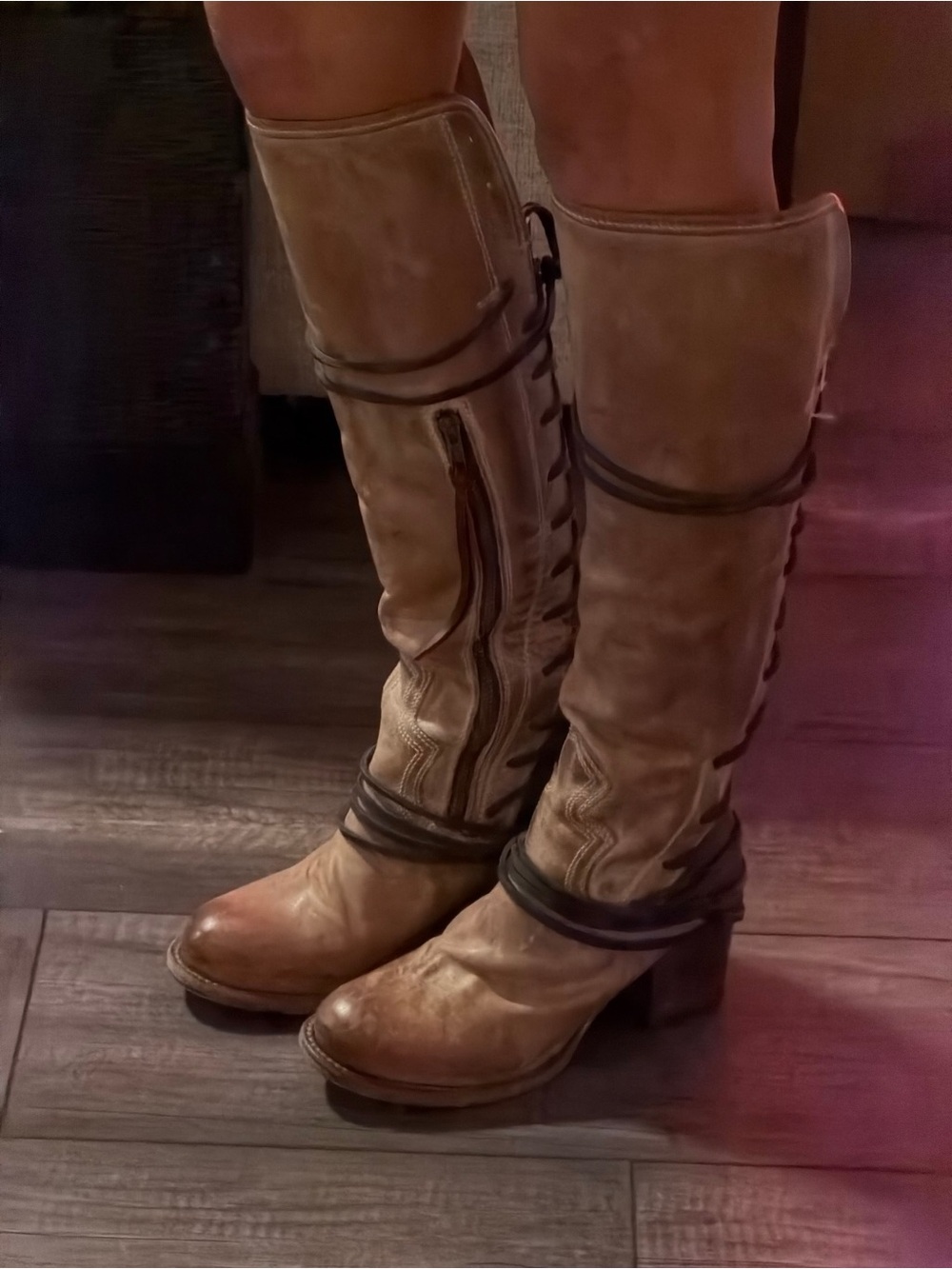 Freebird by Steven Brown Lace-Up Tall Leather Boots